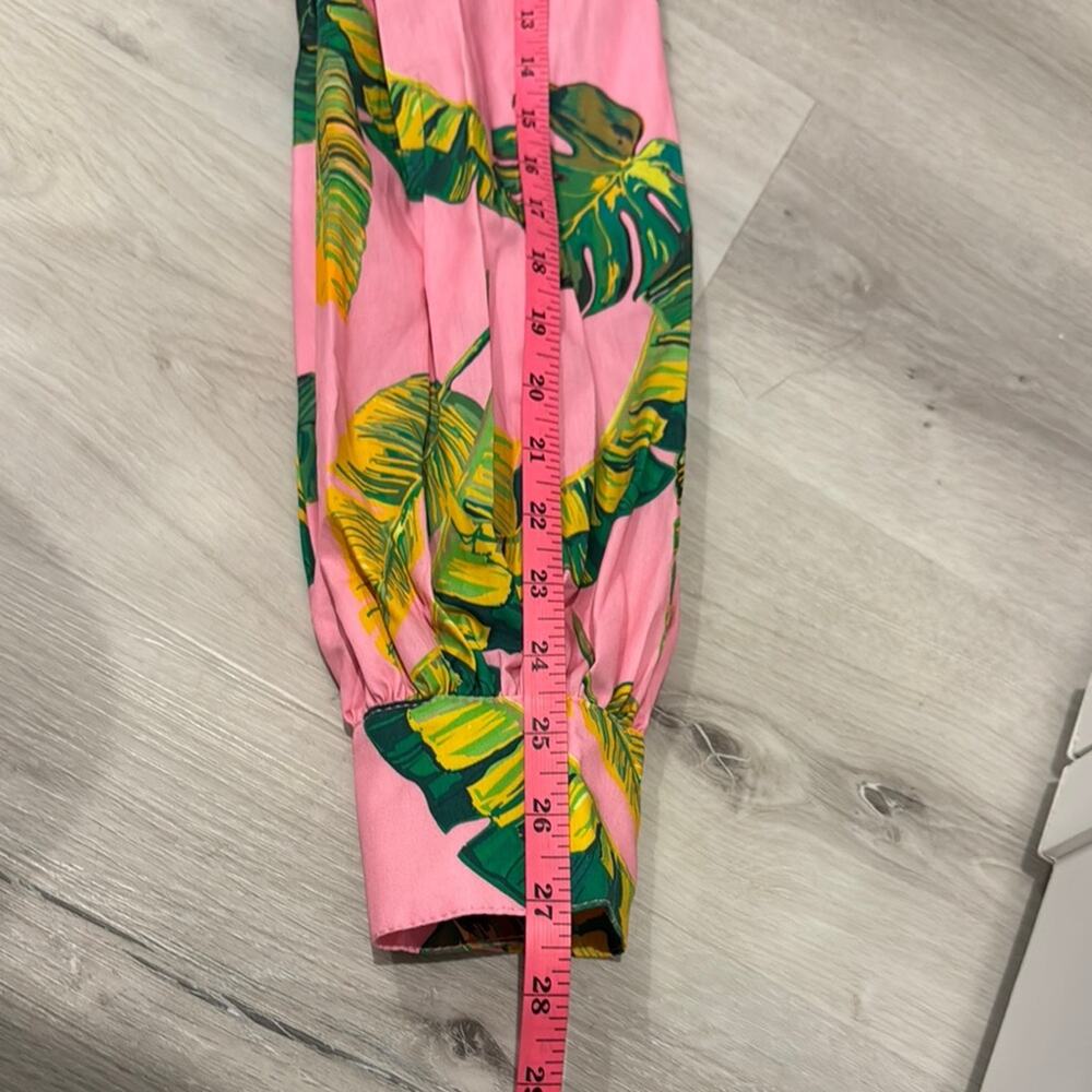 SHEIN NWOT Tropical colorful Leaf Printed Button Down Shirt in 100% Cotton - Picture 11 of 12